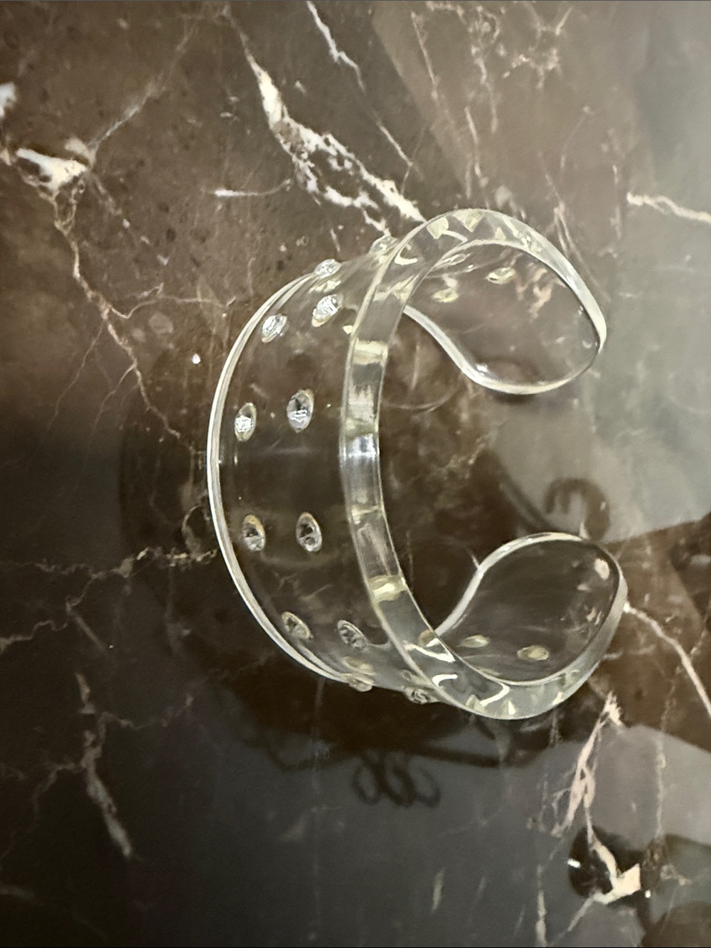 Clear Acrylic Cuff Bracelet with Stud Accents - Clear